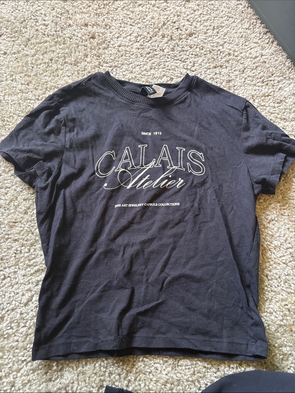 H&M Black Crewneck 'Calais Atelier' Graphic Tee